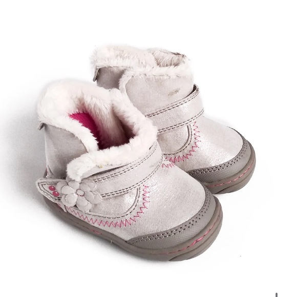 Stride Rite Surprize Metallic Silver and Pink Baby Boots-Like new-Size 3 - Picture 1 of 12